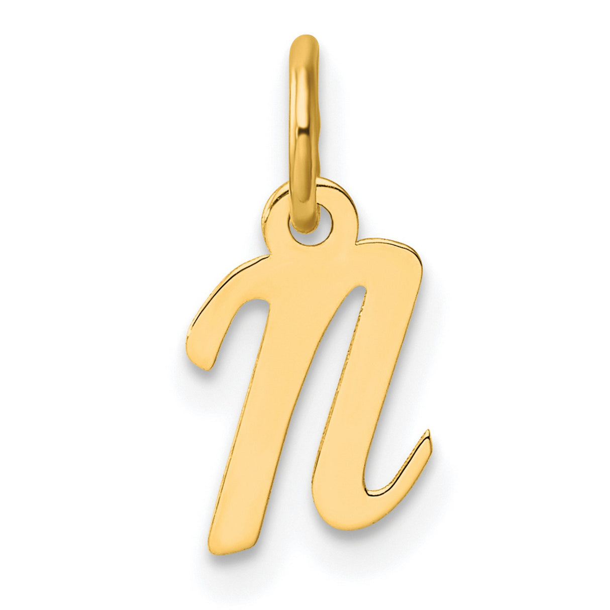 14k Yellow Gold Letter N Pendant, Lowercase Initial Charm, Minimalist Monogram Jewelry