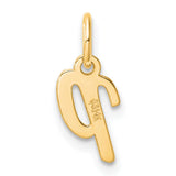 14k Yellow Gold Lowercase P Pendant, Script Letter Charm for Women or Unisex Wear