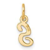 14k Yellow Gold Letter S Pendant Charm, Cursive Script Initial Design for Women
