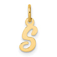 14k Yellow Gold Letter S Pendant Charm, Cursive Script Initial Design for Women