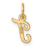 14k Yellow Gold Script J Initial Pendant Charm, Cursive Letter Monogram Jewelry for Women