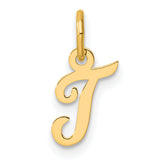 14k Yellow Gold Script J Initial Pendant Charm, Cursive Letter Monogram Jewelry for Women