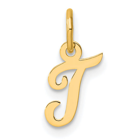 14k Yellow Gold Script J Initial Pendant Charm, Cursive Letter Monogram Jewelry for Women