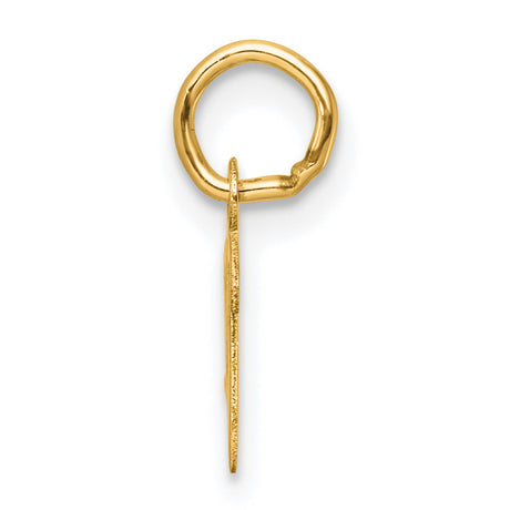 14k Yellow Gold Script V Pendant, Polished Cursive Letter Charm for Women