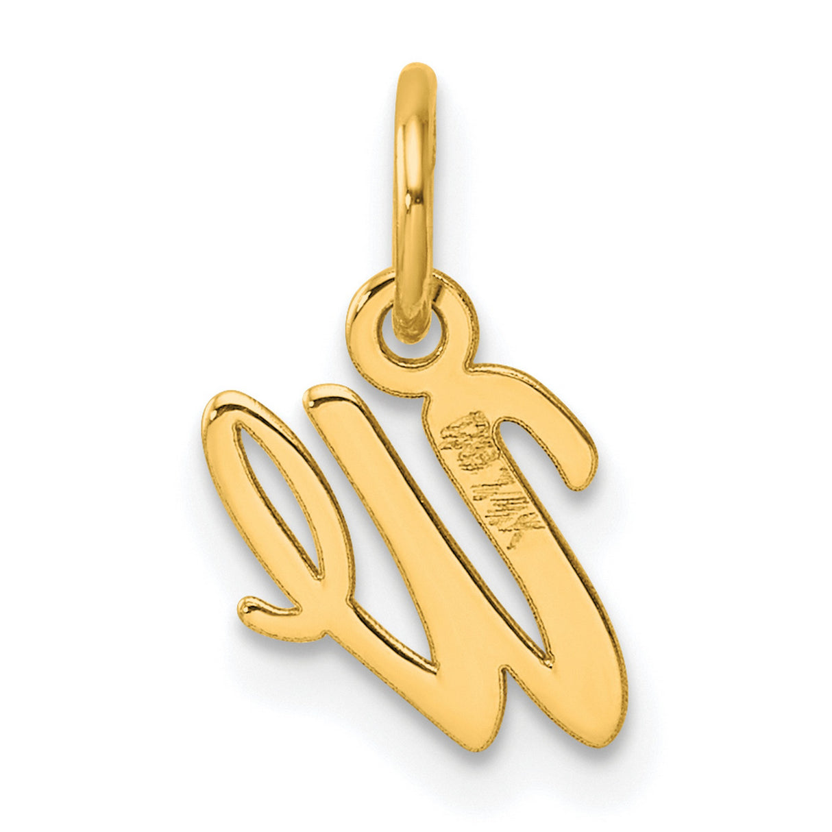 14k Yellow Gold Pendant, Script We Cursive Letter, Symbolic Unity Charm for Women