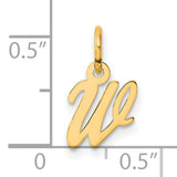 14k Yellow Gold Pendant, Script We Cursive Letter, Symbolic Unity Charm for Women