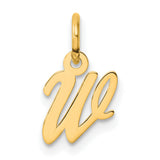14k Yellow Gold Pendant, Script We Cursive Letter, Symbolic Unity Charm for Women
