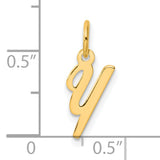 Small Script Letter Y Initial Charm Pendant in Real 14k Yellow Gold