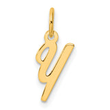 Small Script Letter Y Initial Charm Pendant in Real 14k Yellow Gold