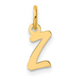Small Script Letter Z Initial Charm Pendant in Real 14k Yellow Gold