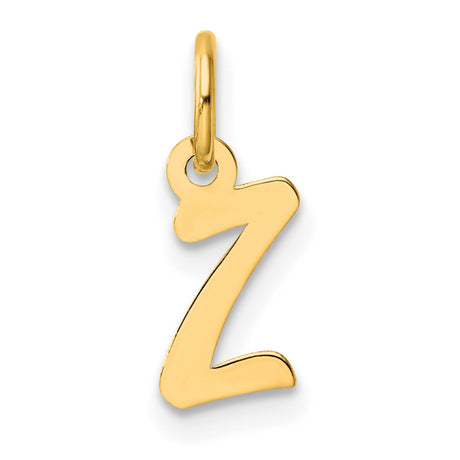 Small Script Letter Z Initial Charm Pendant in Real 14k Yellow Gold