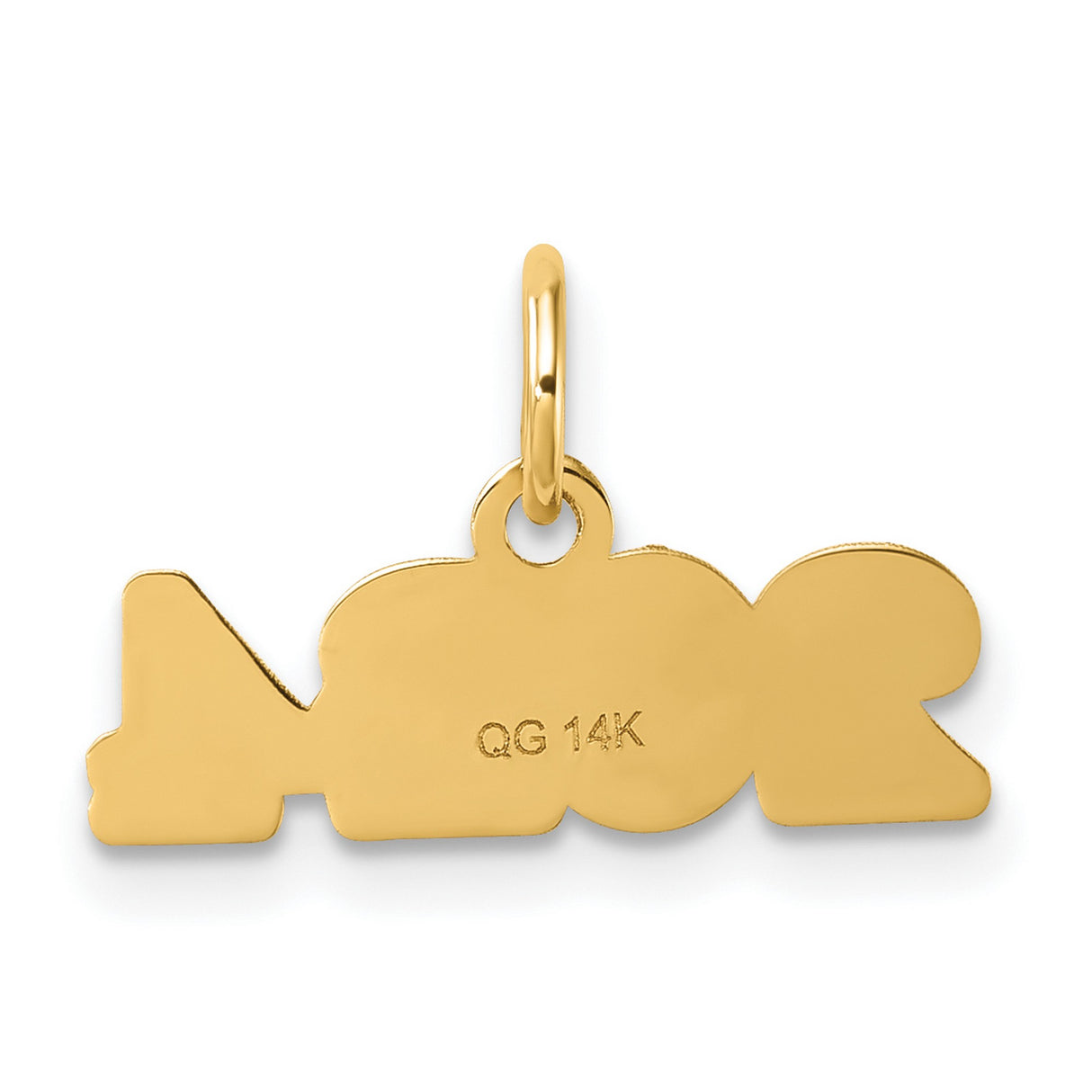 Polished and Satin Horizontal 2024 Charm Pendant in Real 14k Yellow Gold