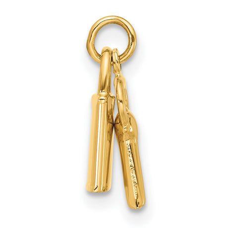 14k Yellow Gold Padlock and Key Pendant, Heart Lock Romantic Charm Jewelry for Women