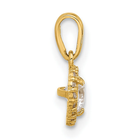 14k Yellow Gold Heart Pendant with Cubic Zirconia and Diamond Halo