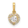 14k Yellow Gold Heart Pendant with Cubic Zirconia and Diamond Halo