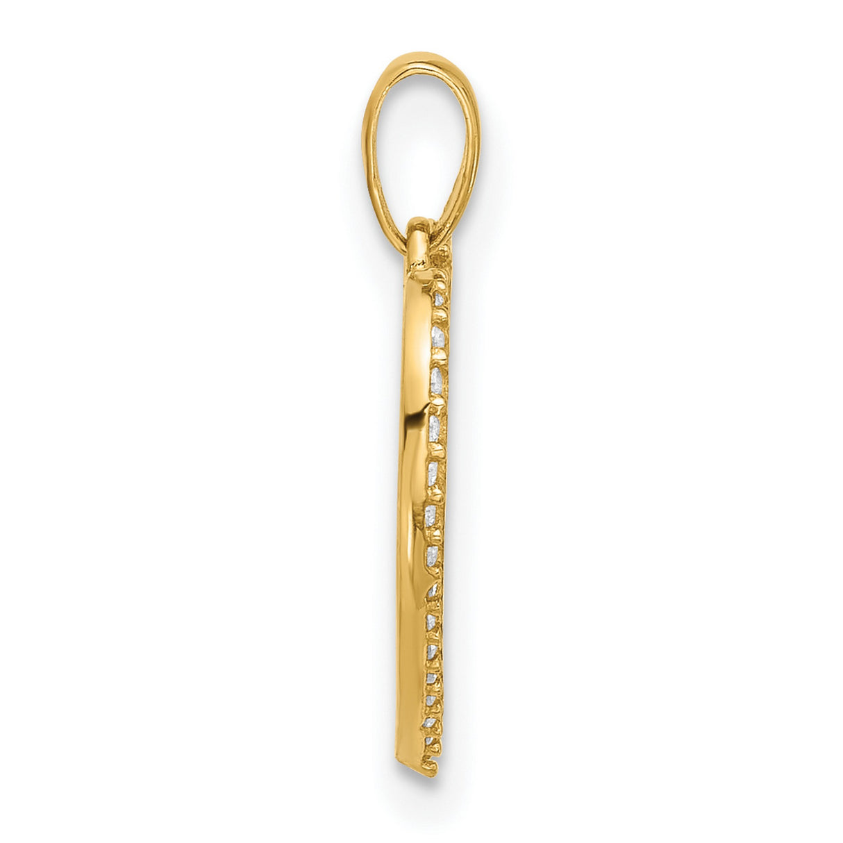 14k Yellow Gold Heart Pendant with Polished Center and Cubic Zirconia Accents