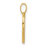 14k Yellow Gold Heart Pendant with Polished Center and Cubic Zirconia Accents