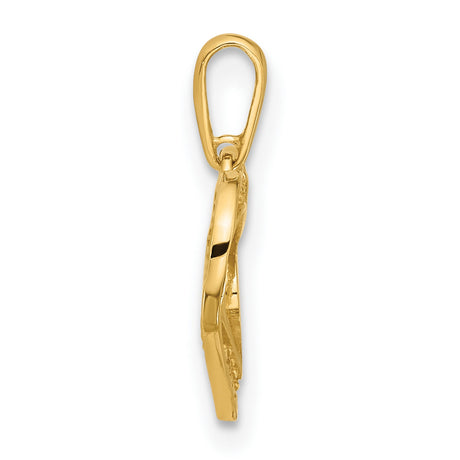 14k Yellow Gold Heart Pendant with Double Layered Hearts and Cubic Zirconia