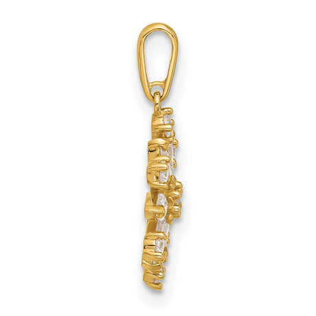 14k Yellow Gold Snowflake Pendant with Marquise and Round Cubic Zirconia