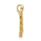 14k Yellow Gold Christmas Tree Pendant with Cubic Zirconia, Star Accent, Holiday Religious Charm