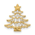 14k Yellow Gold Christmas Tree Pendant with Cubic Zirconia, Star Accent, Holiday Religious Charm