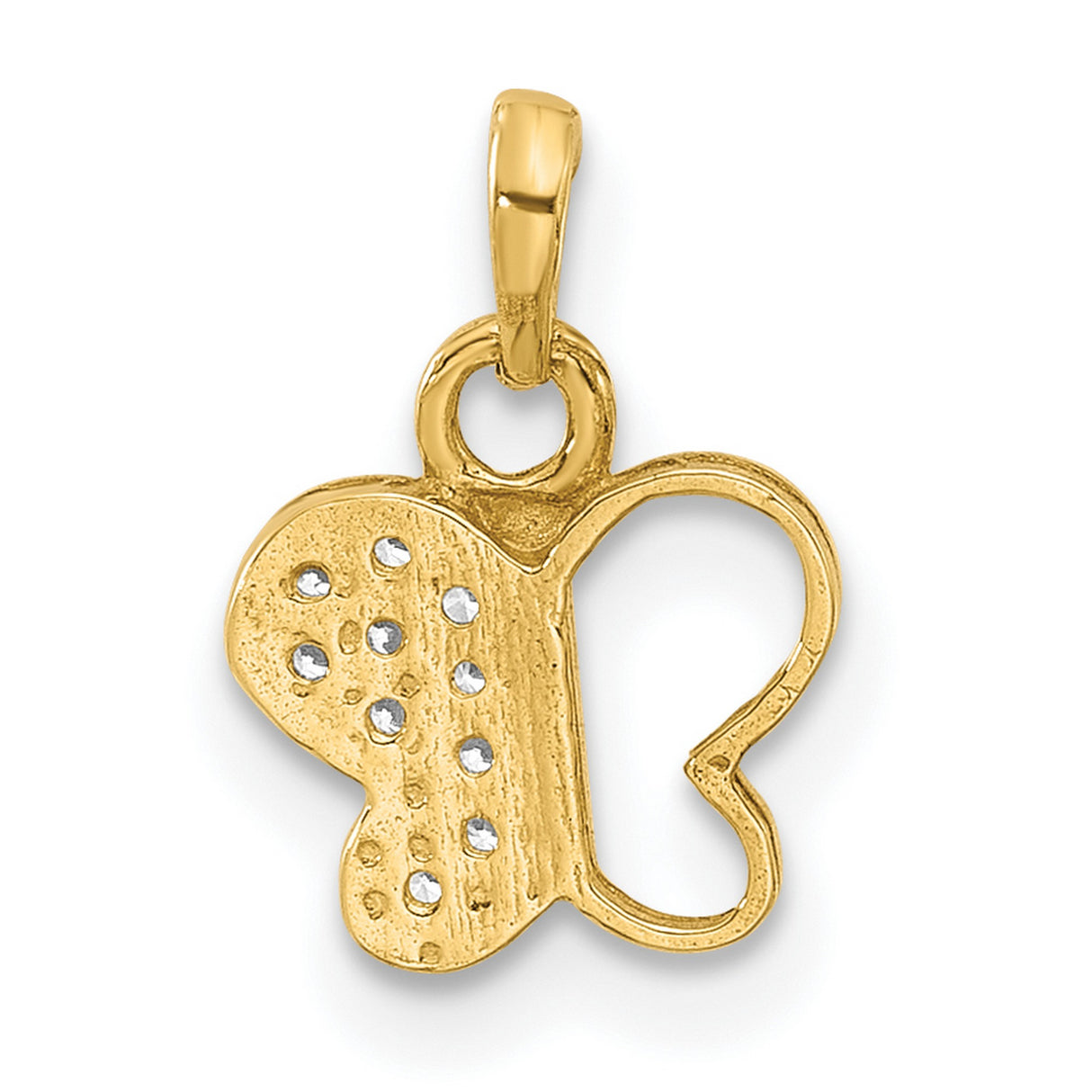 14k Yellow Gold Butterfly Pendant with Cubic Zirconia Accent, Openwork Design, Nature-Inspired Charm