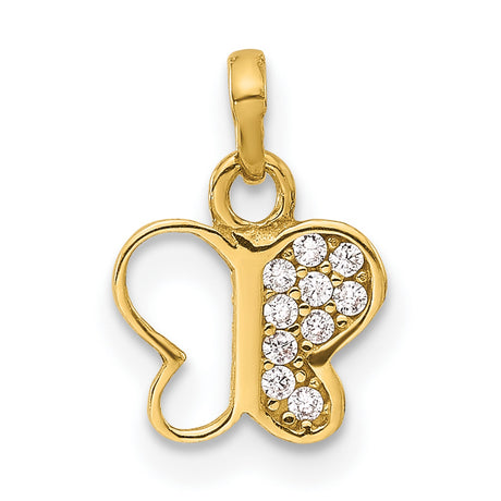14k Yellow Gold Butterfly Pendant with Cubic Zirconia Accent, Openwork Design, Nature-Inspired Charm