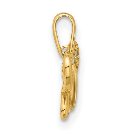 14k Yellow Gold Butterfly Pendant with Cubic Zirconia, Dainty Nature-Inspired Charm for Women