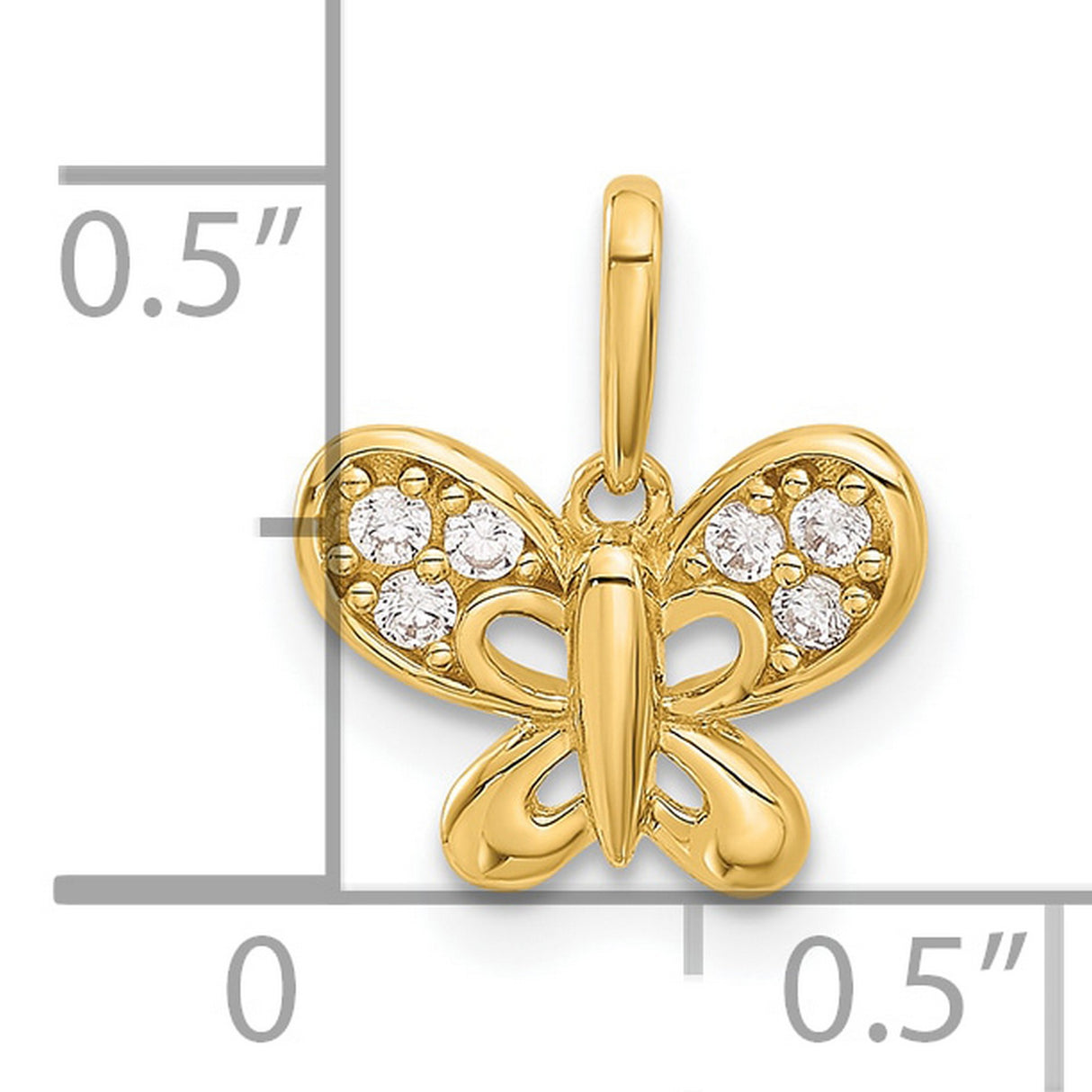 14k Yellow Gold Butterfly Pendant with Cubic Zirconia, Dainty Nature-Inspired Charm for Women