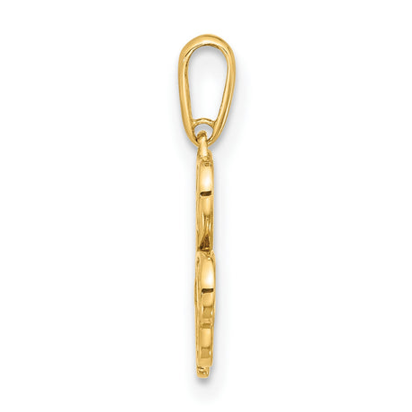 14k Yellow Gold Shamrock Pendant with Heart Leaf Clover and Butterfly Filigree Design