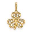 14k Yellow Gold Shamrock Pendant with Heart Leaf Clover and Butterfly Filigree Design