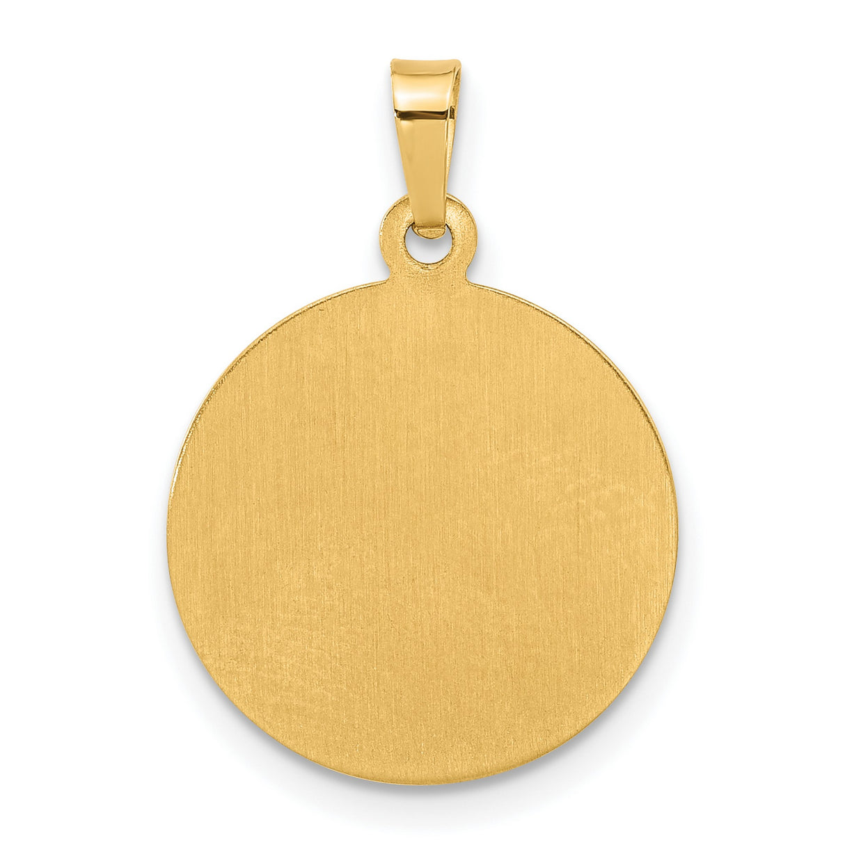 14k Yellow Gold Round Pendant with Raised Laughing Buddha Image, Spirituality and Good Fortune Theme