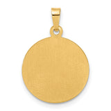 14k Yellow Gold Round Pendant with Raised Laughing Buddha Image, Spirituality and Good Fortune Theme