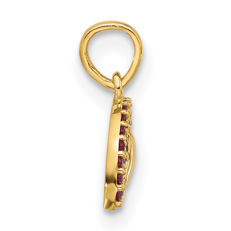 14k Yellow Gold Rainbow Pendant with Cubic Zirconia and Cloud Accent, Symbol of Hope and Joy