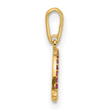 14k Yellow Gold Rainbow Pendant with Cubic Zirconia, Multicolored Pride Jewelry