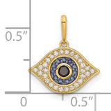 14k Yellow Gold Evil Eye Pendant with Cubic Zirconia, Blue and White Spiritual Talisman for Women