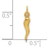 14k Yellow Gold Horn Pendant Charm, Italian Cornicello Amulet for Protection, Anti-Evil Eye Jewelry