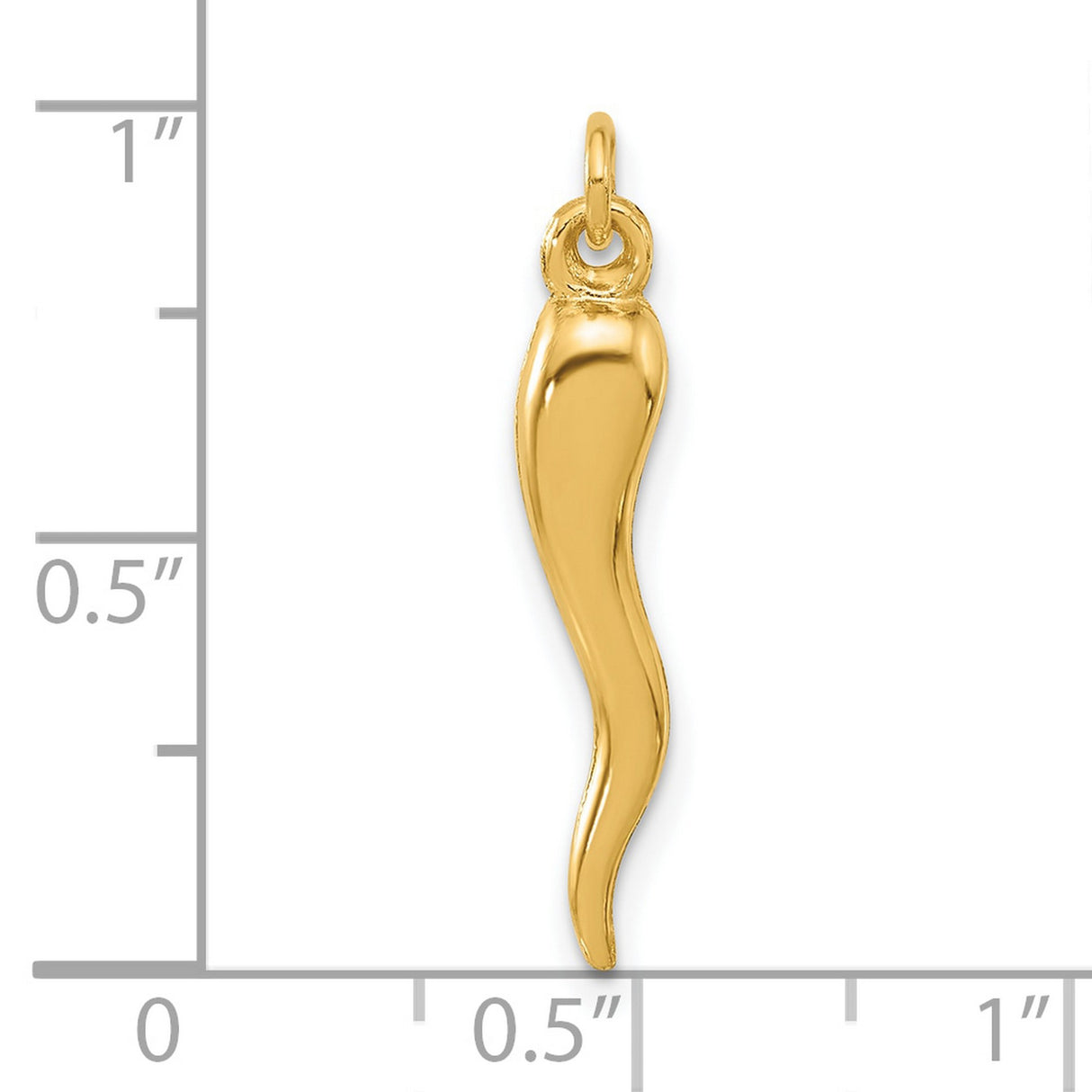 14k Yellow Gold Italian Horn Pendant Cornicello Charm Amulet for Protection and Good Luck