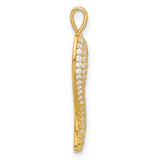 14k Yellow Gold Cornicello Pendant with Cubic Zirconia Pavé , Italian Horn Charm for Protection