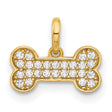 14k Yellow Gold Dog Bone Pendant Charm with Cubic Zirconia, Bone Shaped Jewelry for Dog Lovers