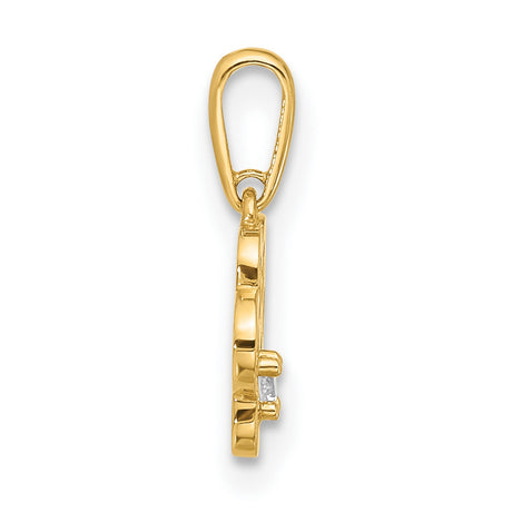 14k Yellow Gold Paw Print Pendant with Open Design and Cubic Zirconia Accent