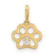 14k Yellow Gold Paw Print Pendant with Open Design and Cubic Zirconia Accent