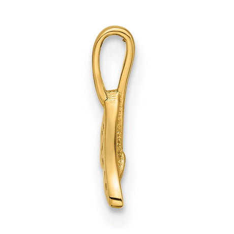 Polished CZ Whale Tail Charm Pendant in Real 14k Yellow Gold
