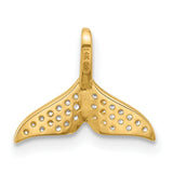 Polished CZ Whale Tail Charm Pendant in Real 14k Yellow Gold