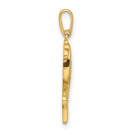 14k Yellow Gold Pisces Pendant with Cubic Zirconia Two Fish Zodiac Charm