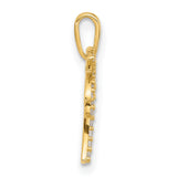 14k Yellow Gold Palm Tree Pendant with Cubic Zirconia, Tropical Island Motif Summer Jewelry