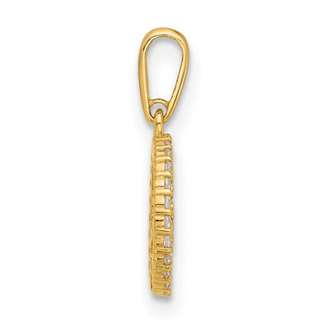 14k Yellow Gold Peace Sign Pendant with Cubic Zirconia, Boho Retro Spiritual Jewelry for Women