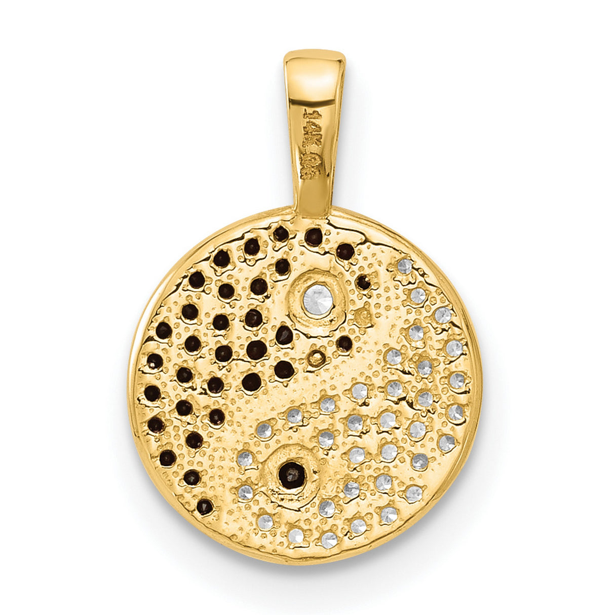 Black and Clear CZ Yin and Yang Charm Pendant in Real 14k Multi-Tone Gold