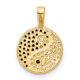 Black and Clear CZ Yin and Yang Charm Pendant in Real 14k Multi-Tone Gold