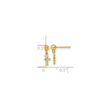 14k Yellow Gold Dangle Earrings with Beaded Cross Design for Women